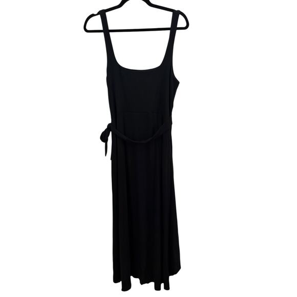 Wilfred Saturn Midi Black Tank Dress XL High Low Aritzia Viscose Stretch Sexy - Picture 7 of 15